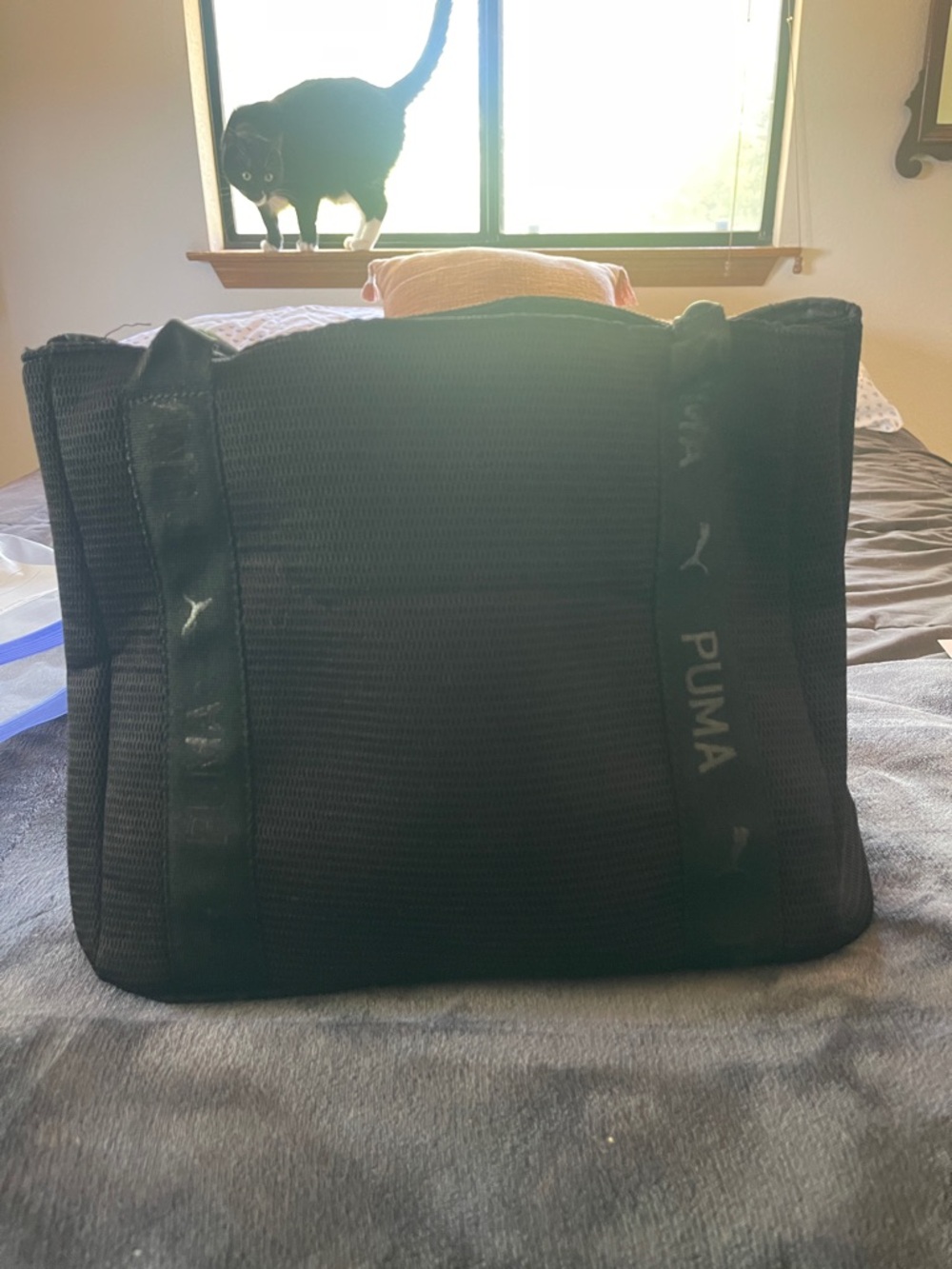 Puma Black Mesh Duffel Tote